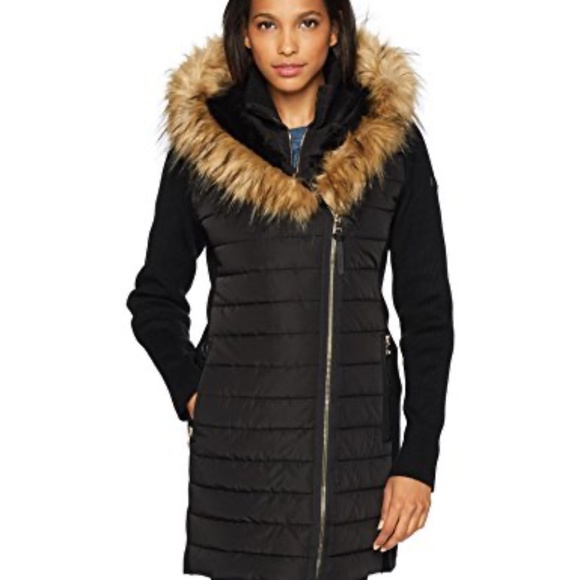 CALVIN KLEIN PERFORMANCE || Jacket sweat Sleeve Faux-Fur Hooded Sz M - Picture 1 of 16